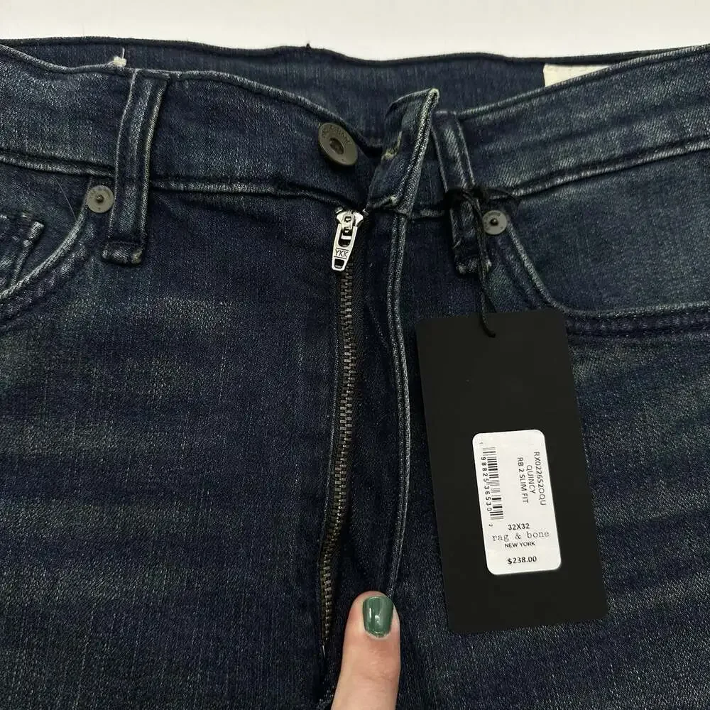 Rag & Bone Fit 2 Slim Fit Quincy Size 32x32 Dark Wash Denim Jeans NWT MSRP $238